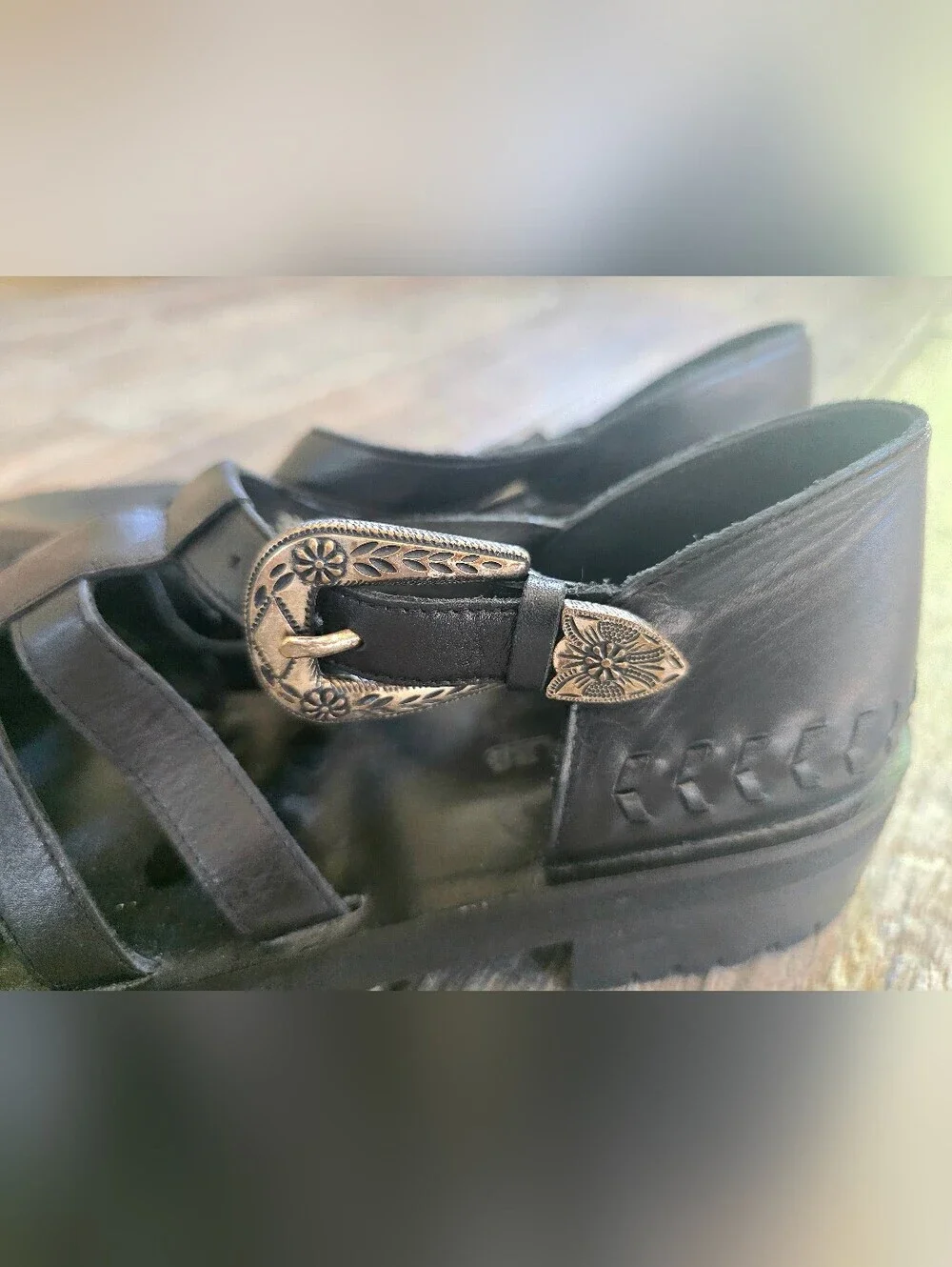 The Kooples Paris Black Leather Strappy Buckle Fisherman Sandals Women's EU 38 8